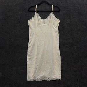 Vintage Mel-Lin Cream White Lace Trim Full Slip Lingerie 100% Nylon Sz 34 Avg
